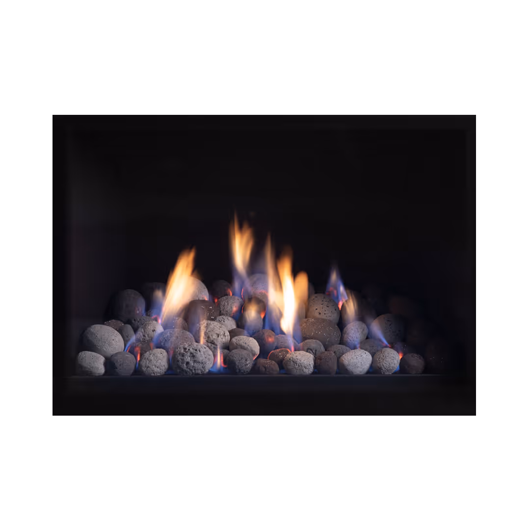 Natural volcanic rock fuel bed